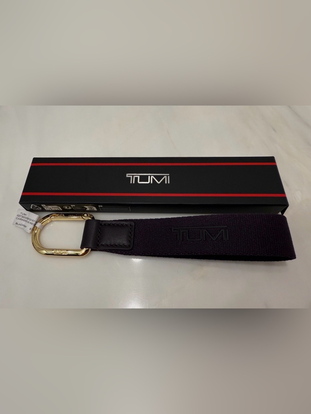 NEW Tumi Carabiner with LOGO Webbed Loop Key Ring Keychain - BLACKBERRY PURPLE